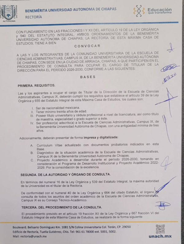 CONVOCATORIA PARA CARGO DE TITULAR DE LA DIRECCIÓN